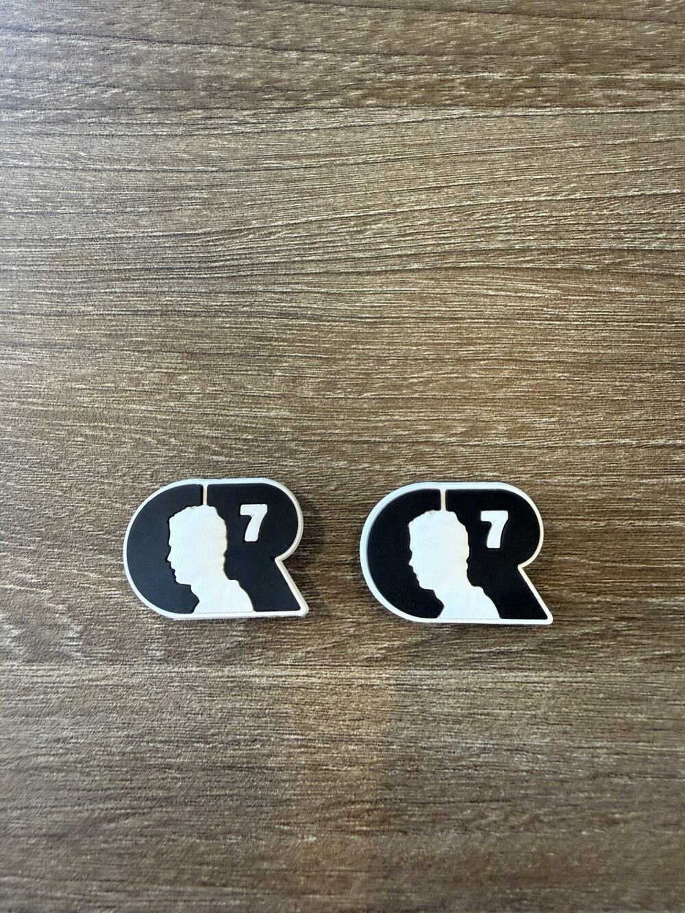 2 CR7 Soccer Logo Shoe Charms Black White 7 Fits Crocs Wristband Accessories